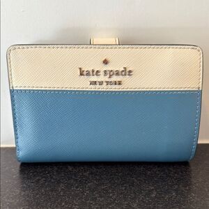 Kate Spade Staci Bifold Wallet – Colorblock Blue Ivory Leather